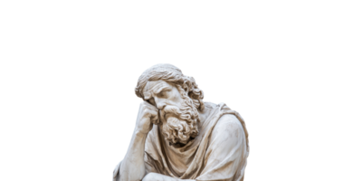 Ancient thinker statue isolated on transparent background png