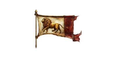 Medieval lion emblem flag isolated on transparent background png