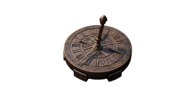 Vintage sundial with roman numerals isolated on transparent background png
