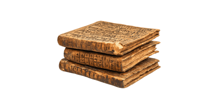 apilar de antiguo libros con jeroglíficos aislado en transparente antecedentes png