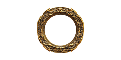 Ornate golden round frame with intricate patterns isolated on transparent background png