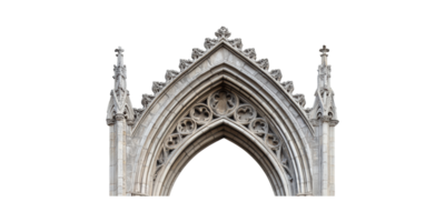 Gothic archway with ornate stone carvings isolated on transparent background png
