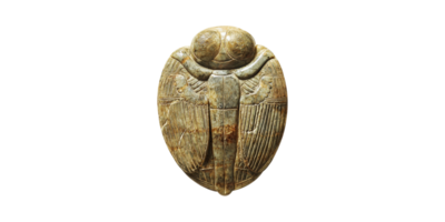 Ancient egyptian scarab amulet isolated on transparent background png