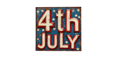 Vintage 4th july sign with stars isolated on transparent background png