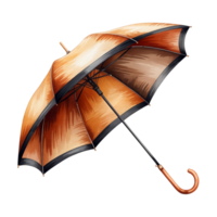 Open Umbrella with Orange Canopy, Watercolor Style with a Transparent Background png