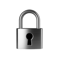Metallic Padlock with Shackle and Keyhole, Security Lock on Transparent Background png