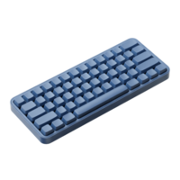 Isometric Minimalist Blue Keyboard with Rounded Keys on Transparent Background png