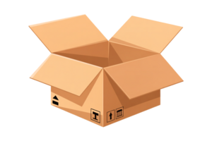 Open Empty Cardboard Box with Transparent Background, Top View, Package png