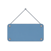 Hanging Blue Signboard on String with Rivets Transparent Background Simple Display Board png