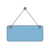 Hanging Light Blue Signage with String and Grommets on Transparent Background png