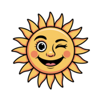 Winking Cartoon Sun with Smiling Face, Joyful Expression on Transparent Background png