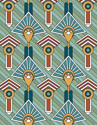 Geometric birds in retro art deco style