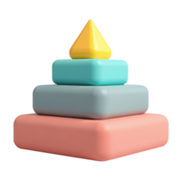 Pastel pyramid toy with soft rounded shapes stacked in colorful layers png