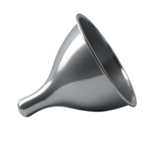 Metal funnel with shiny surface isolated on transparency background, smooth and reflective png