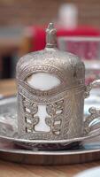 Exotic silver cup with intricate detailing on display video