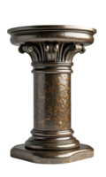 Ancient bronze column with decorative capital and textured surface in classical style png