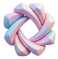 Iridescent pastel knot with smooth texture and soft gradient colors in circular shape png