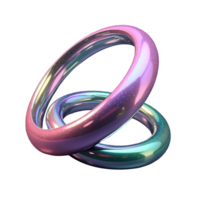 Intertwined shiny rings with iridescent colors and smooth reflective surfaces png