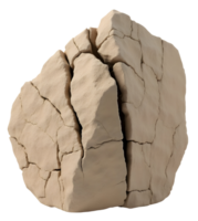 Cracked rock formation with rough texture and natural beige color, showing weathered stone png