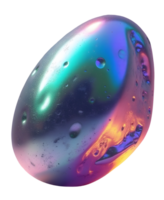 Iridescent colorful gem with smooth surface and water droplet texture shining brightly png