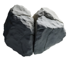 Cracked rock with rough texture and natural gray color isolated on transparency background png