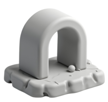 Minimalist stone archway sculpture on rough base with smooth rounded edges png