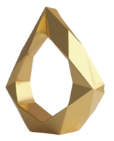 Golden geometric sculpture with sharp facets and smooth metallic surface png