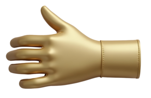 Golden hand giving thumbs up symbol with smooth metallic texture and shiny surface png