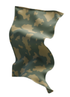 Camouflage fabric with green and brown pattern waving on transparency background png