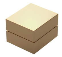 Golden box with smooth surface and sharp edges, reflecting light softly png