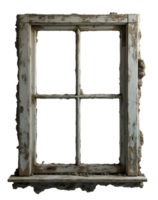 Old weathered window frame with peeling paint and rustic texture, showing aged charm png