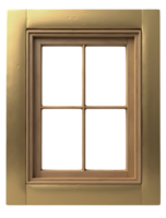 Wooden window frame with four panes and golden outer border, simple and elegant design png