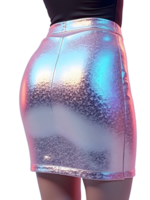 Shiny metallic silver skirt with colorful reflections on transparency background png