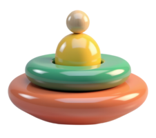 Stacked colorful glossy rings and spheres toy with smooth surface and bright colors png