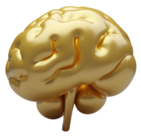 Golden brain sculpture with smooth shiny surface and abstract design png
