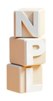NPL letter blocks stacked vertically in soft beige tones with smooth texture png