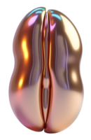 Metallic abstract blob with smooth reflective surface and colorful highlights png
