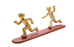 Running figures on red board showing competition and teamwork concept png