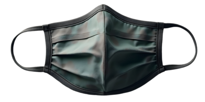 Black face mask with ear loops, smooth fabric texture, protective and reusable png