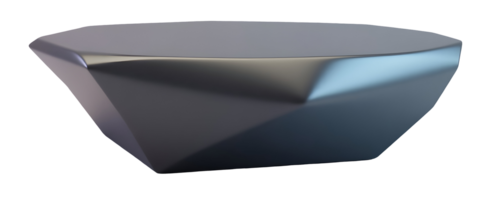 Modern abstract metallic sculpture with smooth reflective surface and geometric shape png