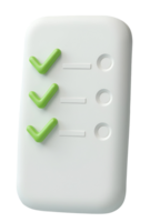 Checklist with three green check marks white rounded rectangular board, symbolizing completed png