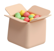 Colorful pastel spheres in open box, creating playful and cheerful scene png