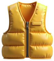 Yellow puffer vest with zipper and padded design for warmth and comfort png