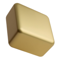 Golden smooth cube with rounded edges isolated on transparency background png