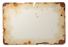 Aged paper texture with burnt edges and weathered spots creating vintage look png