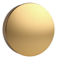 Shiny golden disc with smooth reflective surface and metallic texture png