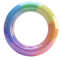 Rainbow colored glossy torus with smooth surface and vibrant gradient hues png