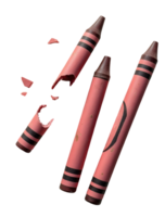 Broken red crayon pieces with black stripes isolated on transparency background png