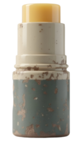 Worn balm stick with chipped paint and rough texture showing age and use png