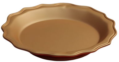 Golden pie dish with scalloped edge for baking and serving food png
